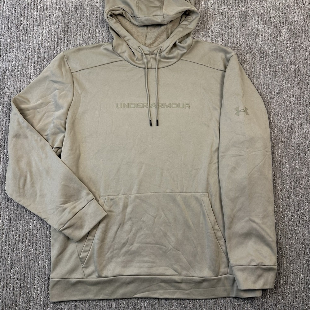 Under Armour Cream Beige Hoodie Sweatshirt Men's Size 2XL Sportswear Outdoor Gym